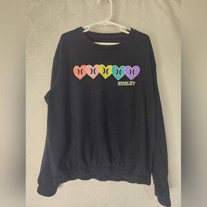 Hurley Black Sweatshirt with Colorful Heart Logos